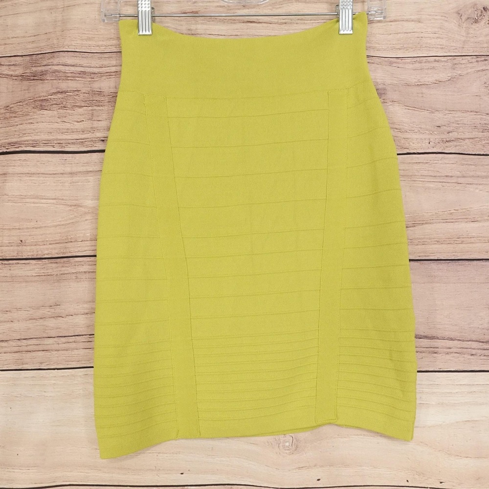 Rock & Republic Skirt Womens S Yellow Bandage Short Knit Stretch Pull On Bodycon
